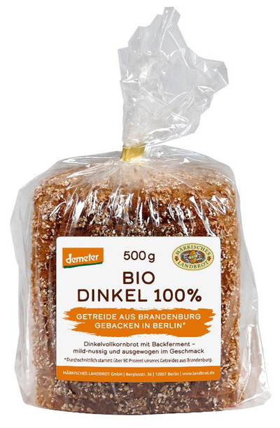 Produktfoto zu Dinkelbrot 100% geschnitten 500g