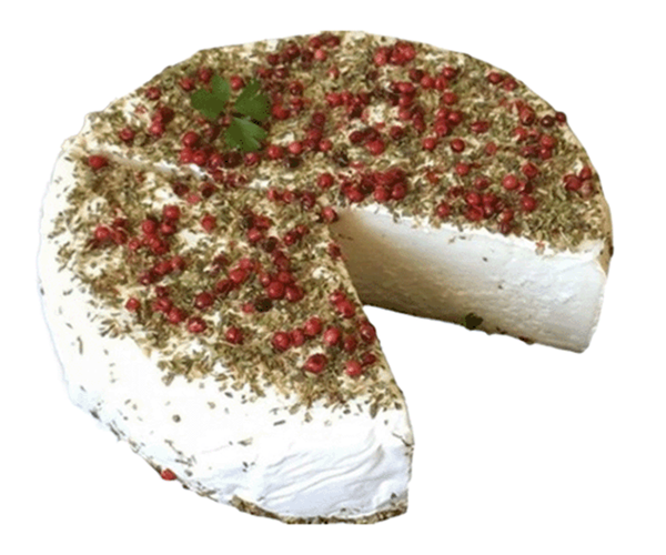 Produktfoto zu Ziegenbrie mit Oregano und rosa Pfeffer