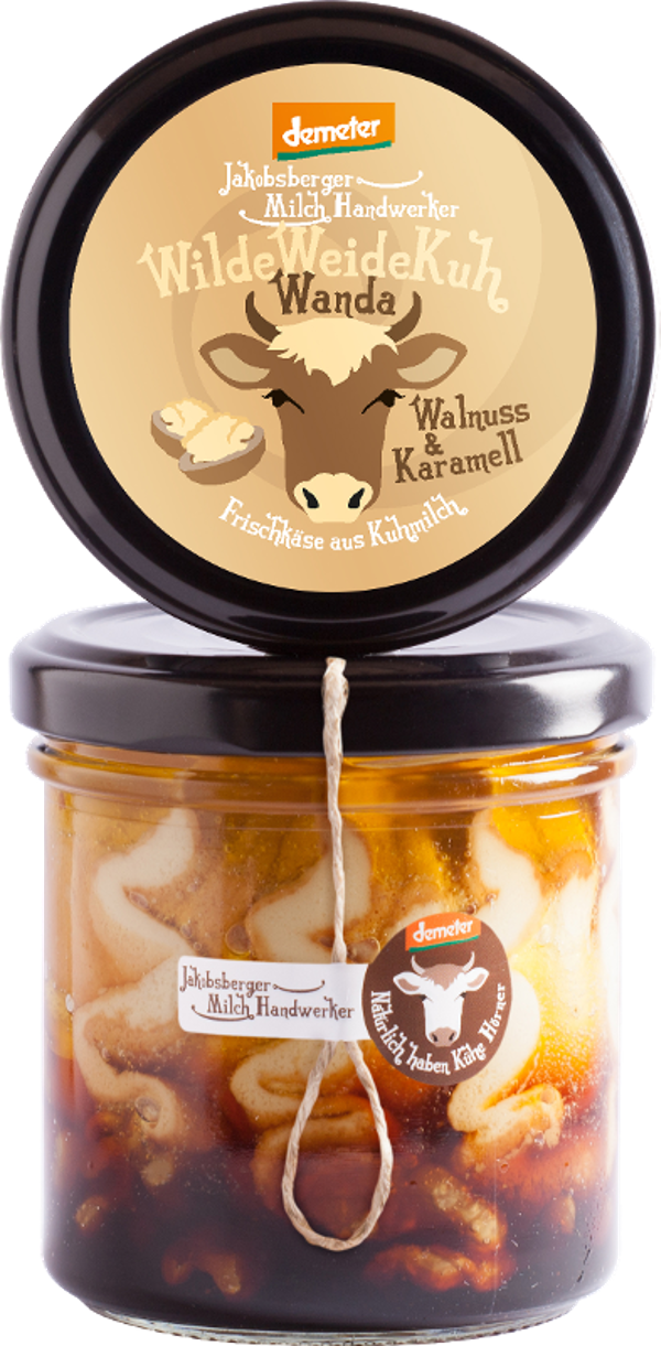 Produktfoto zu Wanda Wilde Weide Kuh - Frischkäse Walnuss&Karamell 140g