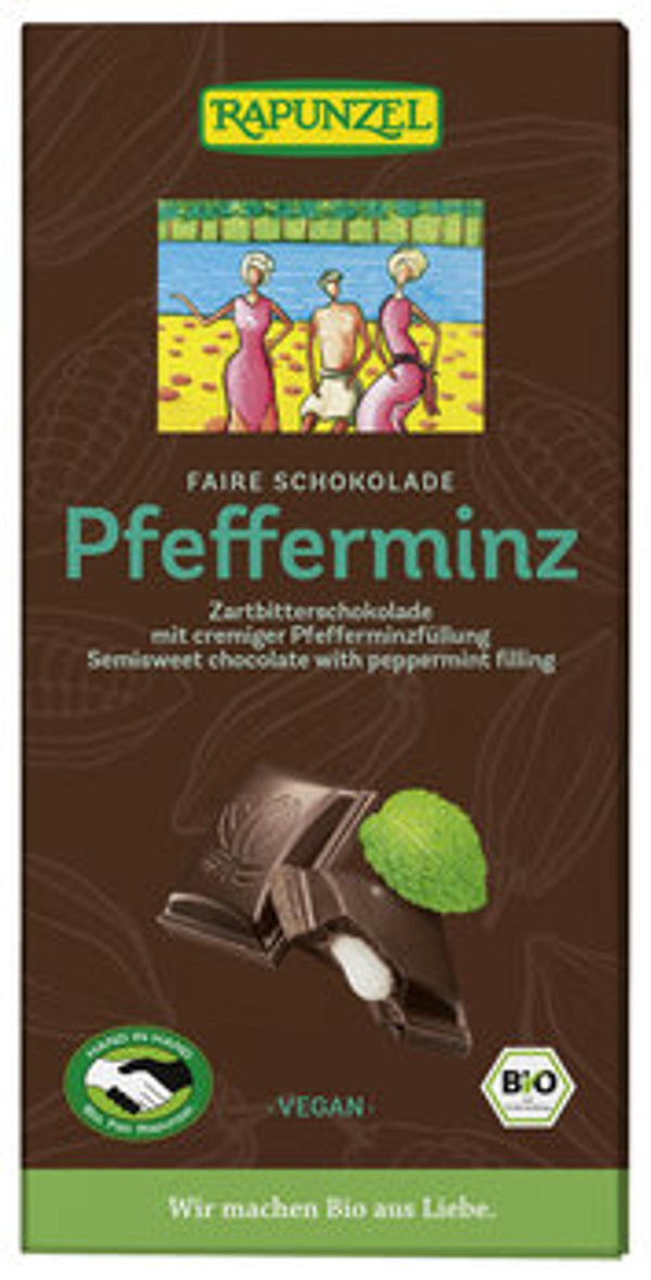 Produktfoto zu Zartbitterschokolade mit Pfefferminzfüllung 100g