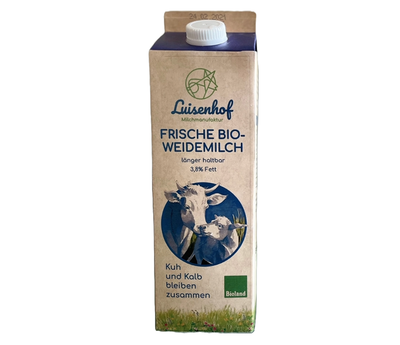 Produktfoto zu Luisenhof Weidemilch ESL 3,8% aus muttergebundener Kälberaufzucht 1l