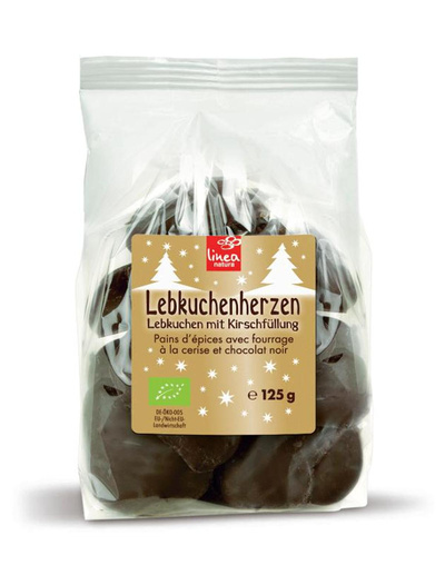 Produktfoto zu Lebkuchenherzen Zartbitter gefüllt mit Kirsche 125g