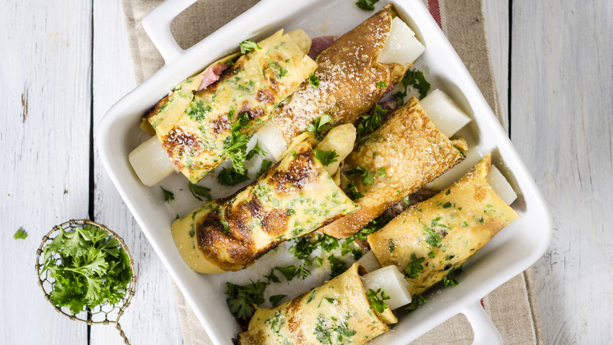 Rezeptbild für Spargelröllchen mit Schinken