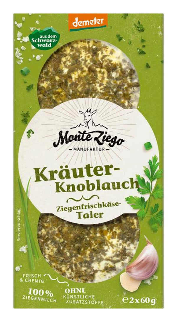 Produktfoto zu Ziegenfrischkäsetaler Kräuter Knoblauch 2 x 60g