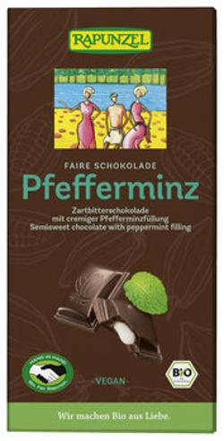 Produktfoto zu Zartbitterschokolade mit Pfefferminzfüllung 100g