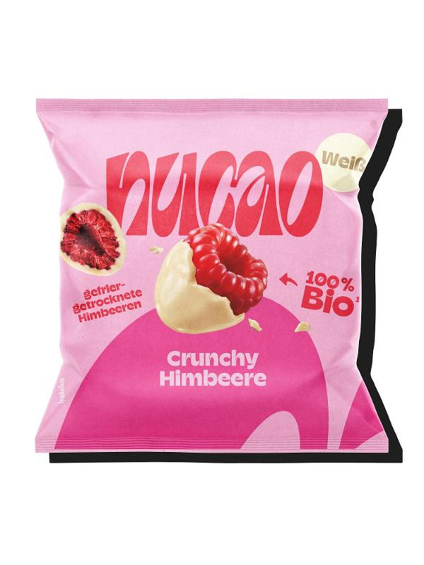 Produktfoto zu White Crunchy Raspberries schokoliert 50g