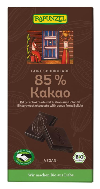 Produktfoto zu Bitterschokolade mit 85 % Kakao 80g