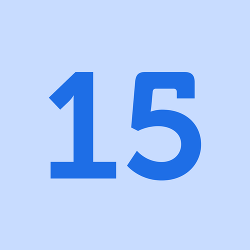 KI generiert: Blauer Hintergrund mit großer, blauer Zahl "15".