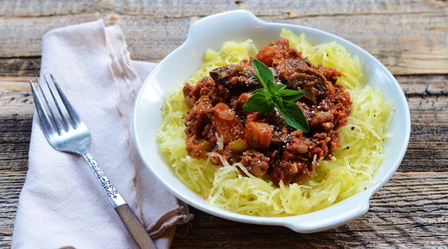 Rezeptbild für Vegane Spaghetti-Kürbis Bolognese