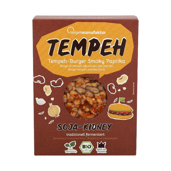 Produktfoto zu Tempeh Burger Smoky Paprika, aus Soja- und Kidneybohnen 200g