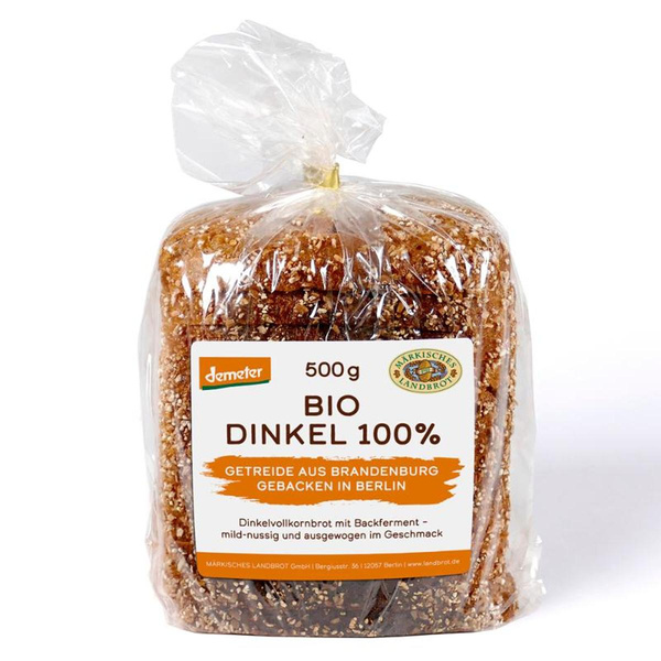 Produktfoto zu Dinkelbrot 100% geschnitten 500g
