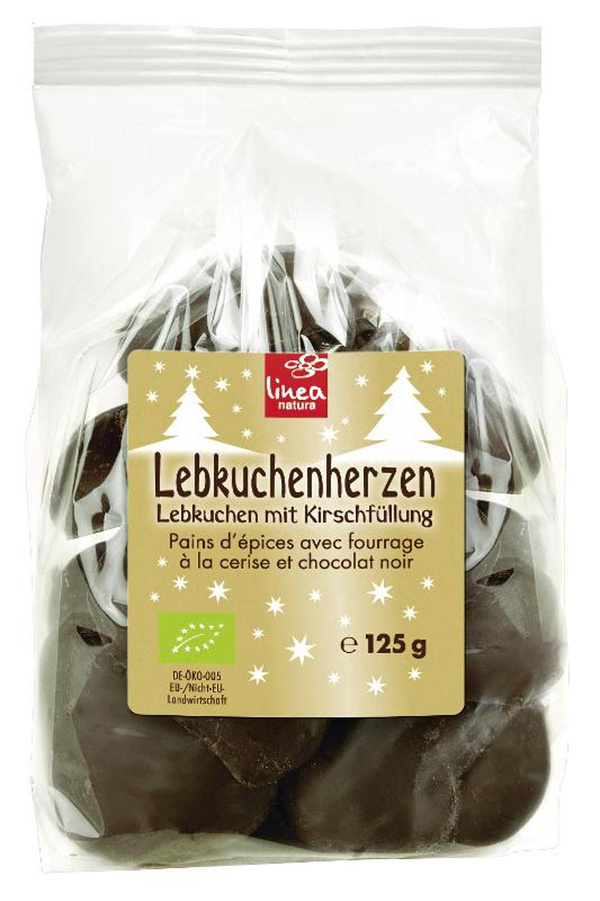 Produktfoto zu Lebkuchenherzen Zartbitter gefüllt mit Kirsche 125g