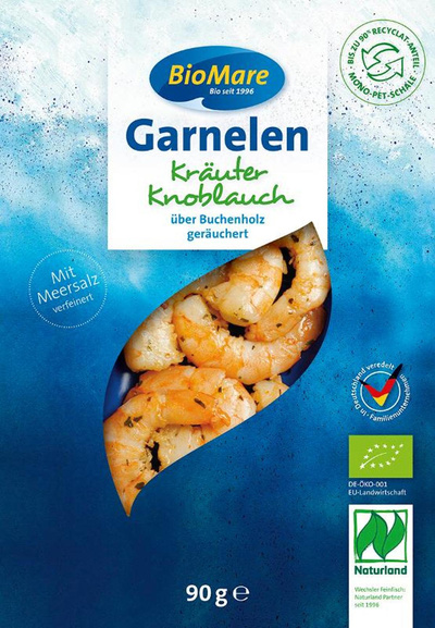 Produktfoto zu Garnelen mit Kräutern und Knoblauch geräuchert 90g