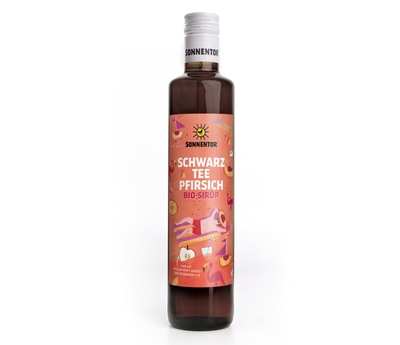 Produktfoto zu Schwarztee Pfirsich Eistee 0,5l