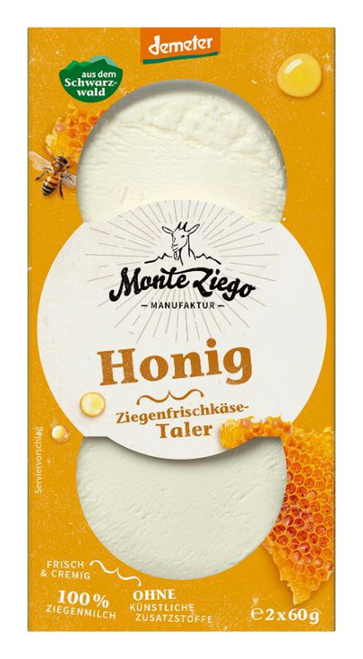 Produktfoto zu Ziegenfrischkäsetaler Honig 2 x 60g