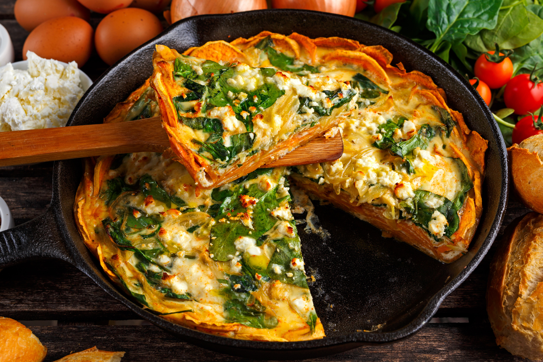 Rezeptbild für Quiche mit Spinat und Süßkartoffel 
