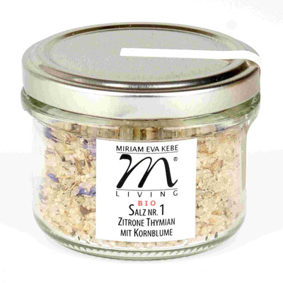 Produktfoto zu Salz mit Zitrone, Thymian und Kornblume 90g