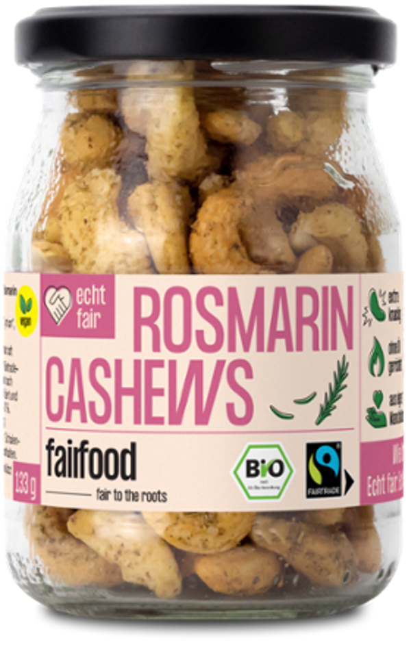 Produktfoto zu Faire Cashews mit Rosmarin geröstet 150g