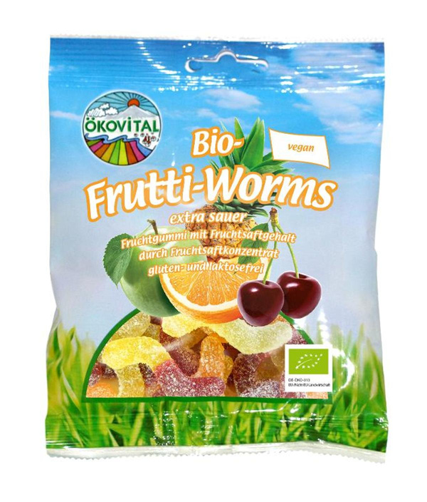 Produktfoto zu Frutti Worms ohne Gelatine 80g