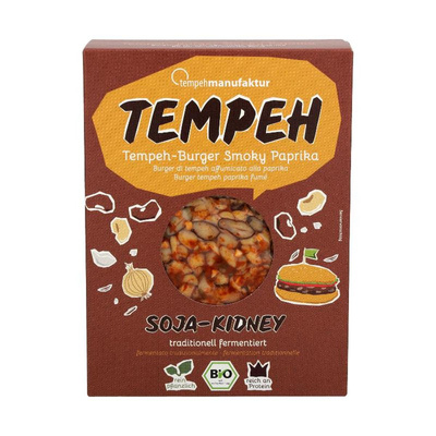 Produktfoto zu Tempeh Burger Smoky Paprika, aus Soja- und Kidneybohnen 200g
