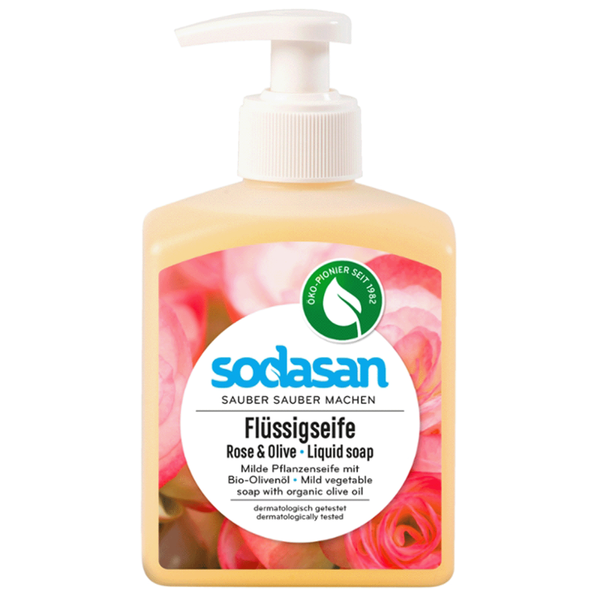 Produktfoto zu Flüssige Bio-Pflanzenseife Rose-Olive 300ml