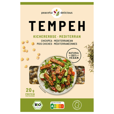 Produktfoto zu Tempeh Block Kichererbsen Mediterran 200g
