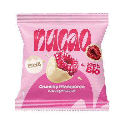 Produktfoto zu White Crunchy Raspberries schokoliert 50g