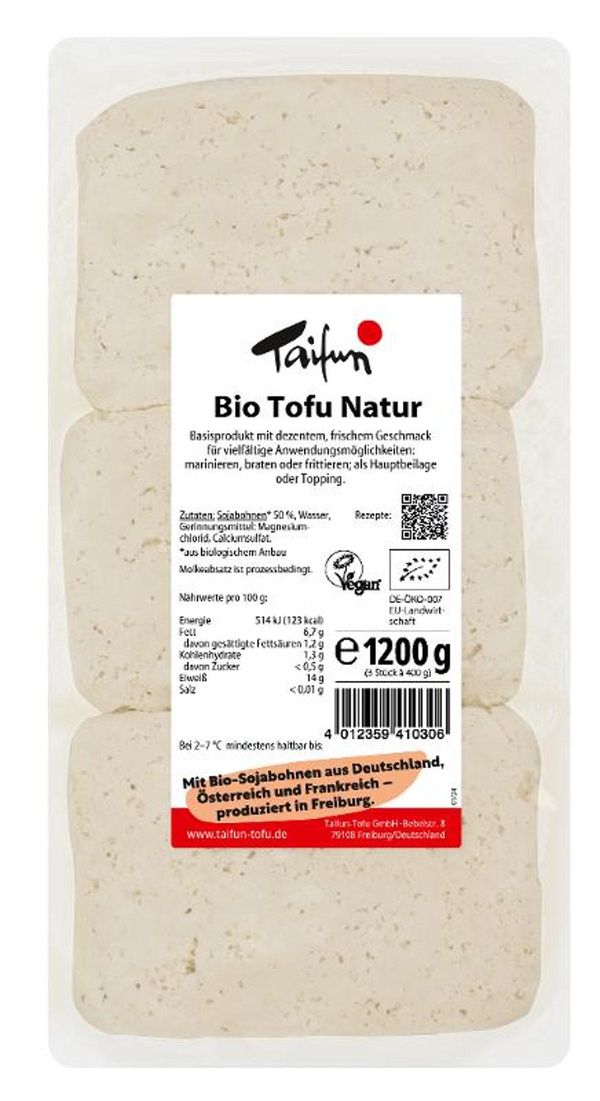Produktfoto zu Tofu Natur 1,2kg (3 Stück)
