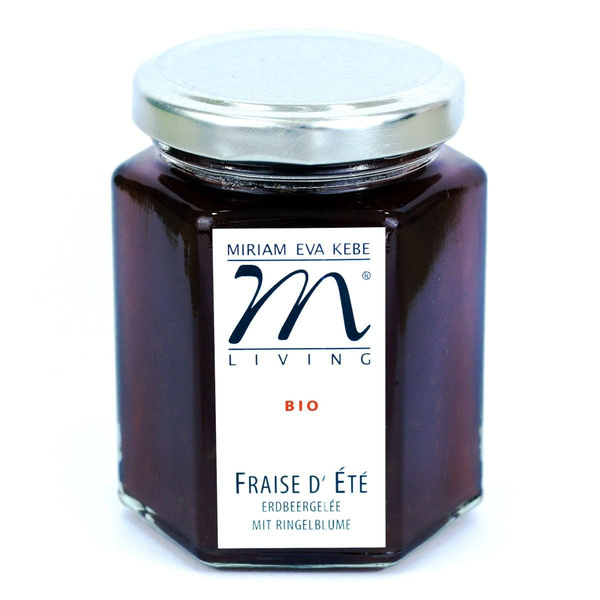 Produktfoto zu Erdbeer Gelée mit Rhabarber und Ringelblume 200g