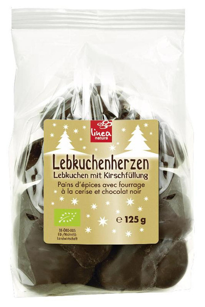Produktfoto zu Lebkuchenherzen Zartbitter gefüllt mit Kirsche 125g