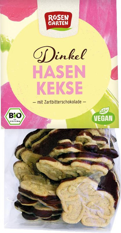 Produktfoto zu Dinkel Osterhasen Kekse mit Zartbitterschokolade 125g