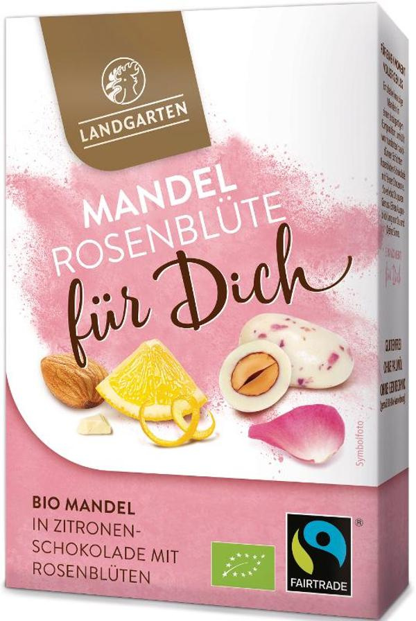 Produktfoto zu Mandeln in Zitronenschokolade mit Rosenblüten 90g