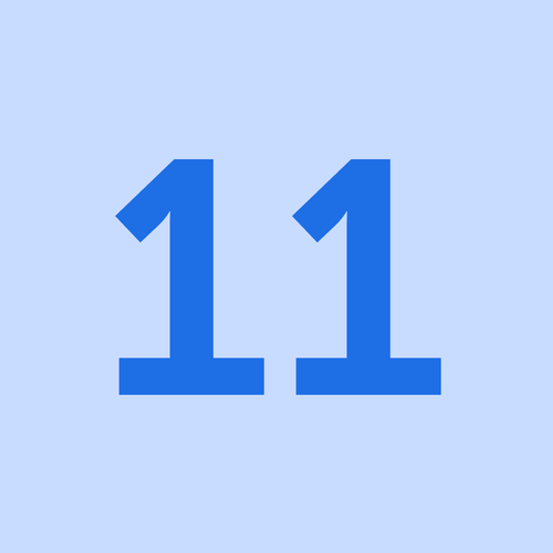 KI generiert: Das Bild zeigt die Zahl "11" in blauer Schrift auf hellblauem Hintergrund.