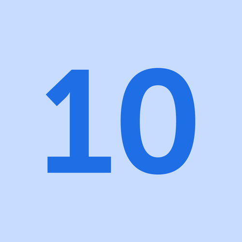 KI generiert: Zahl 10 in blau auf hellblauem Hintergrund.