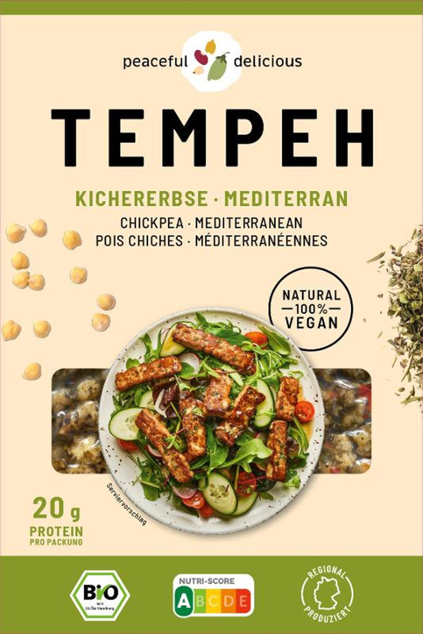 Produktfoto zu Tempeh Block Kichererbsen Mediterran 200g
