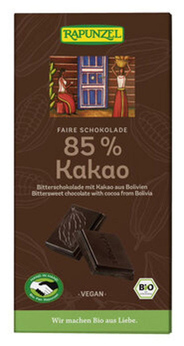 Produktfoto zu Bitterschokolade mit 85 % Kakao 80g