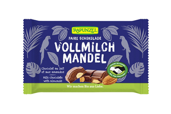 Produktfoto zu Vollmilch Schokolade ganzen Mandeln 100g