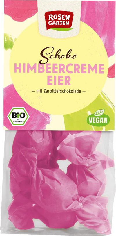 Produktfoto zu Zartbitter Schoko Eier mit Himbeercreme gefüllt 80g