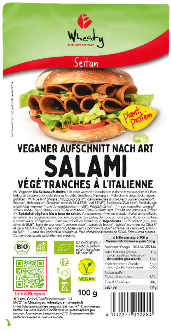 Produktfoto zu Salami, veganer Aufschnitt 100g