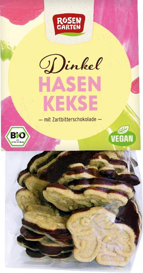 Produktfoto zu Dinkel Osterhasen Kekse mit Zartbitterschokolade 125g