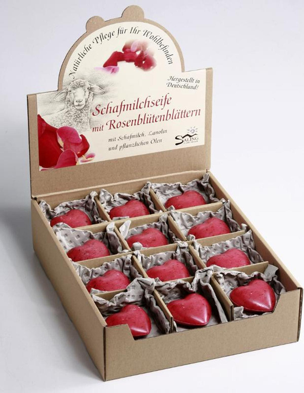 Produktfoto zu Schafmilchseife Rose Herz rot 65g