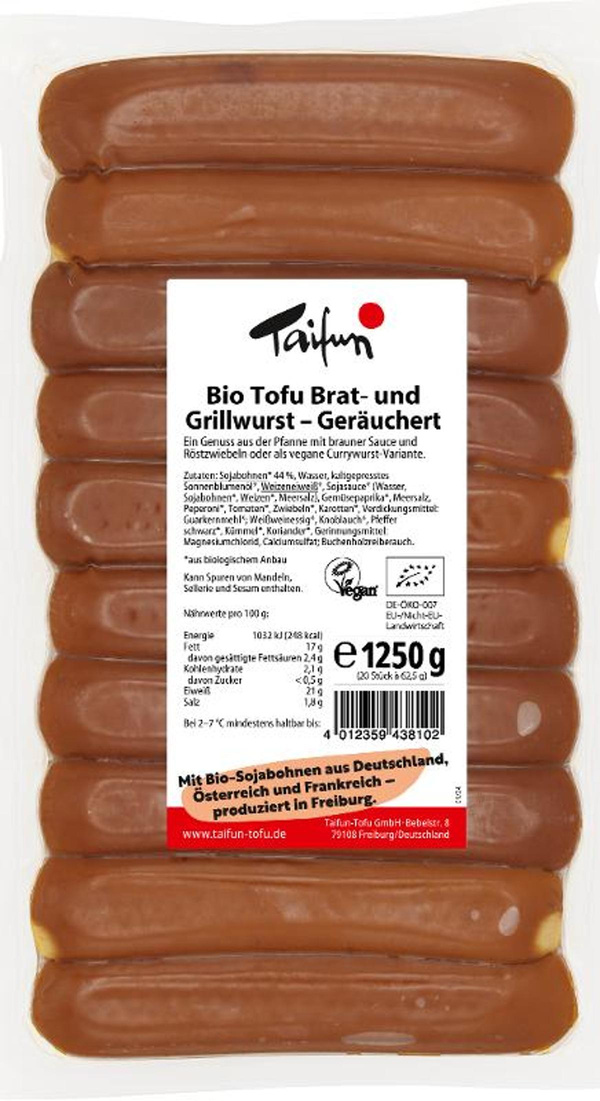 Produktfoto zu Tofu Bratwürstchen 1,25kg (20 Stück)
