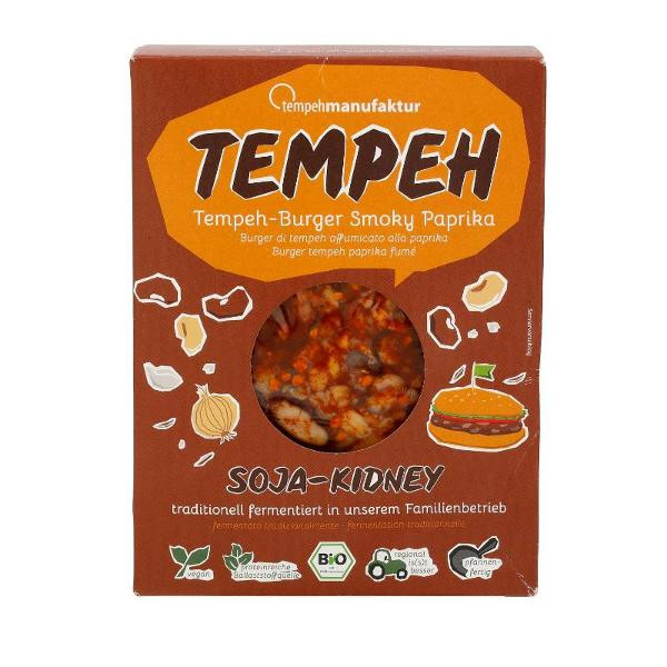 Produktfoto zu Tempeh Burger Smoky Paprika, aus Soja- und Kidneybohnen 200g