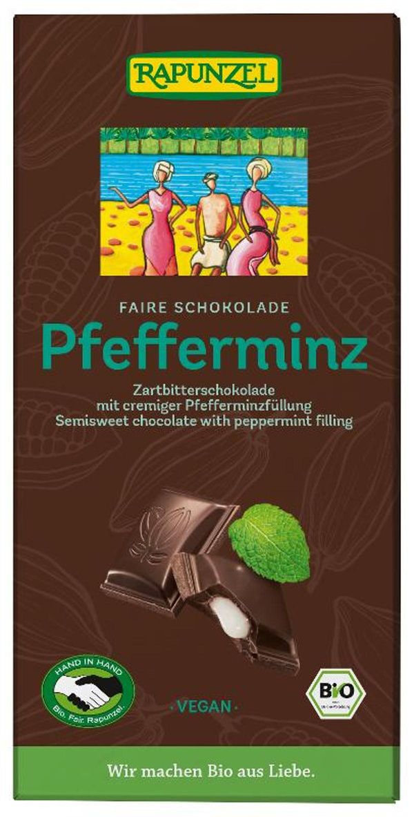 Produktfoto zu Zartbitterschokolade mit Pfefferminzfüllung 100g
