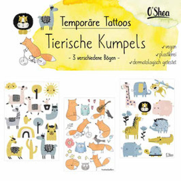 Produktfoto zu Kindertattoos Tierische Kumpels 3 Bögen
