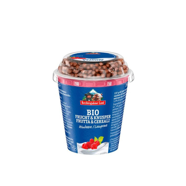 Produktfoto zu Frucht&Knusper Himbeere mit Dinkelschokoballs 3,9% 150g