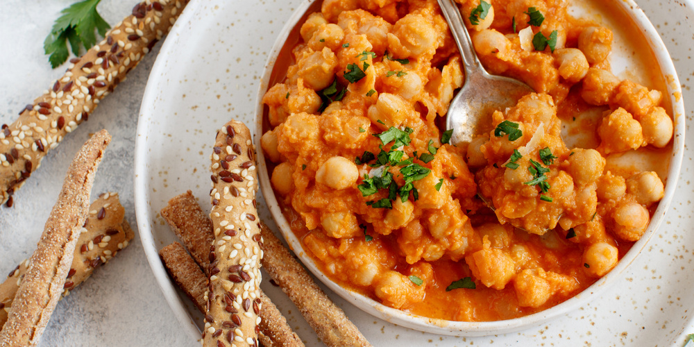 Rezeptbild für Kürbis-Curry mit Kichererbsen