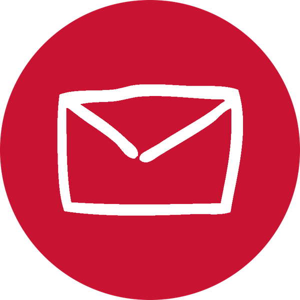 Icon: Ein roter Kreis, darin eine handgezeichnete Illustration eines Briefes