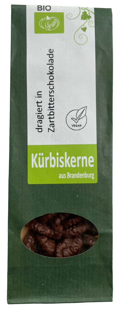 Produktfoto zu Beelitzer Kürbiskerne dragiert in Zartbitterschokolade 80g