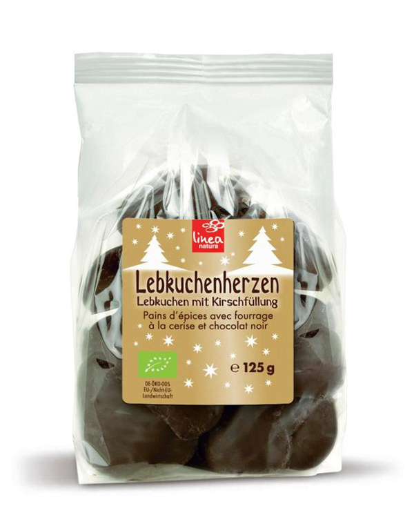 Produktfoto zu Lebkuchenherzen Zartbitter gefüllt mit Kirsche 125g